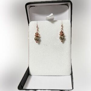 Rose Gold & Silver Colored Beaded Dangle Earrings